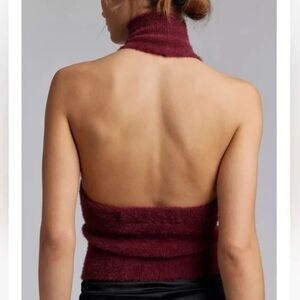 Urban Outfitters fuzzy sleeveless, backless turtleneck top in maroon